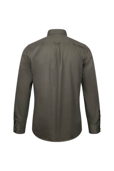 Haki Slim Fit Uzun Kollu 100% Pamuk Casual Flanel Gömlek - 2