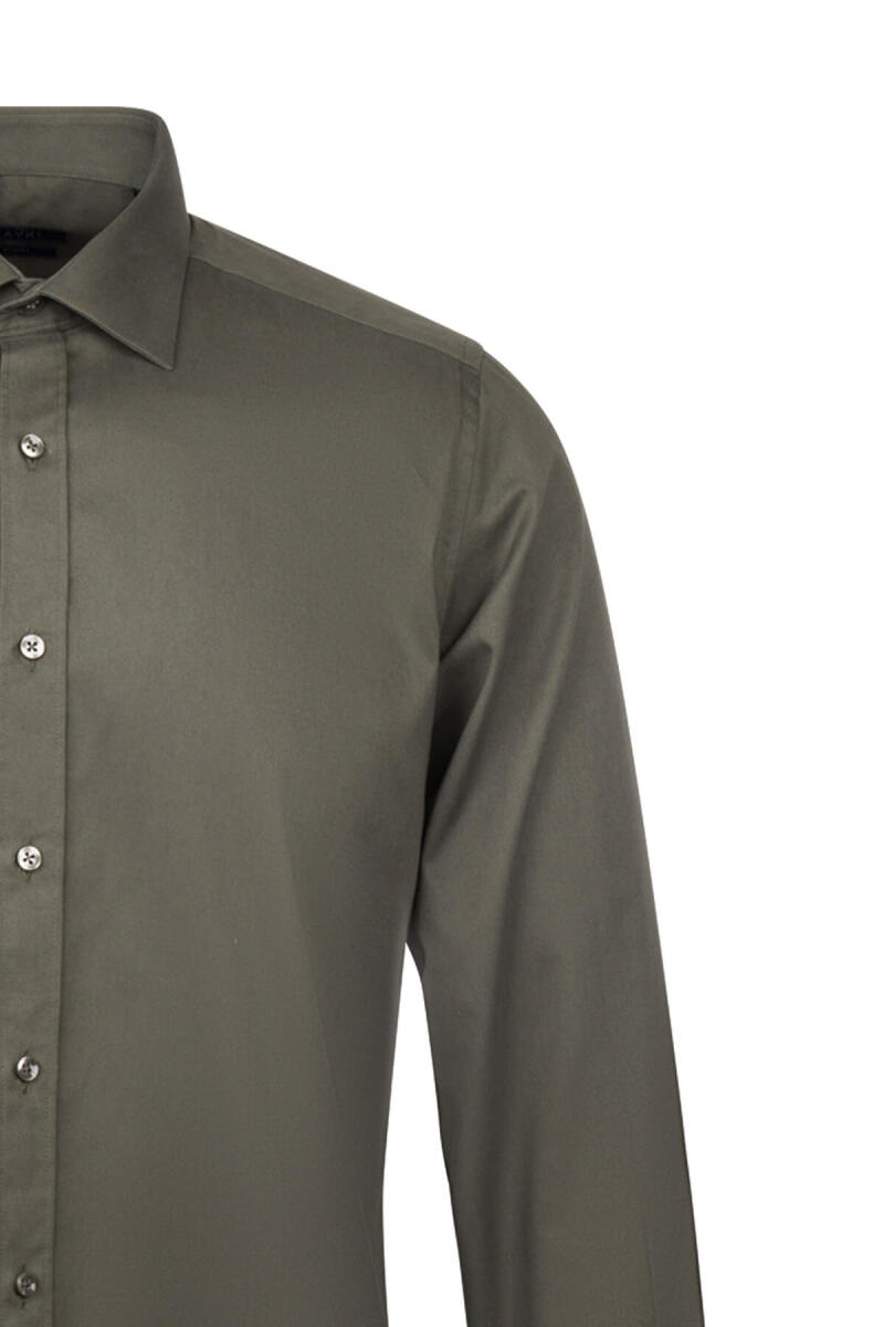 Haki Slim Fit Uzun Kollu 100% Pamuk Casual Flanel Gömlek - Hatem Saykı (1)