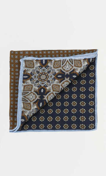 Desenli Hardal Keten Mendil - 5