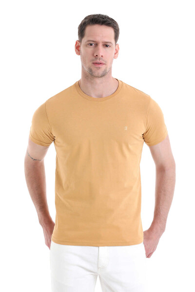 Sarı Regular Fit Bisiklet Yaka 100% Pamuk Tişört 