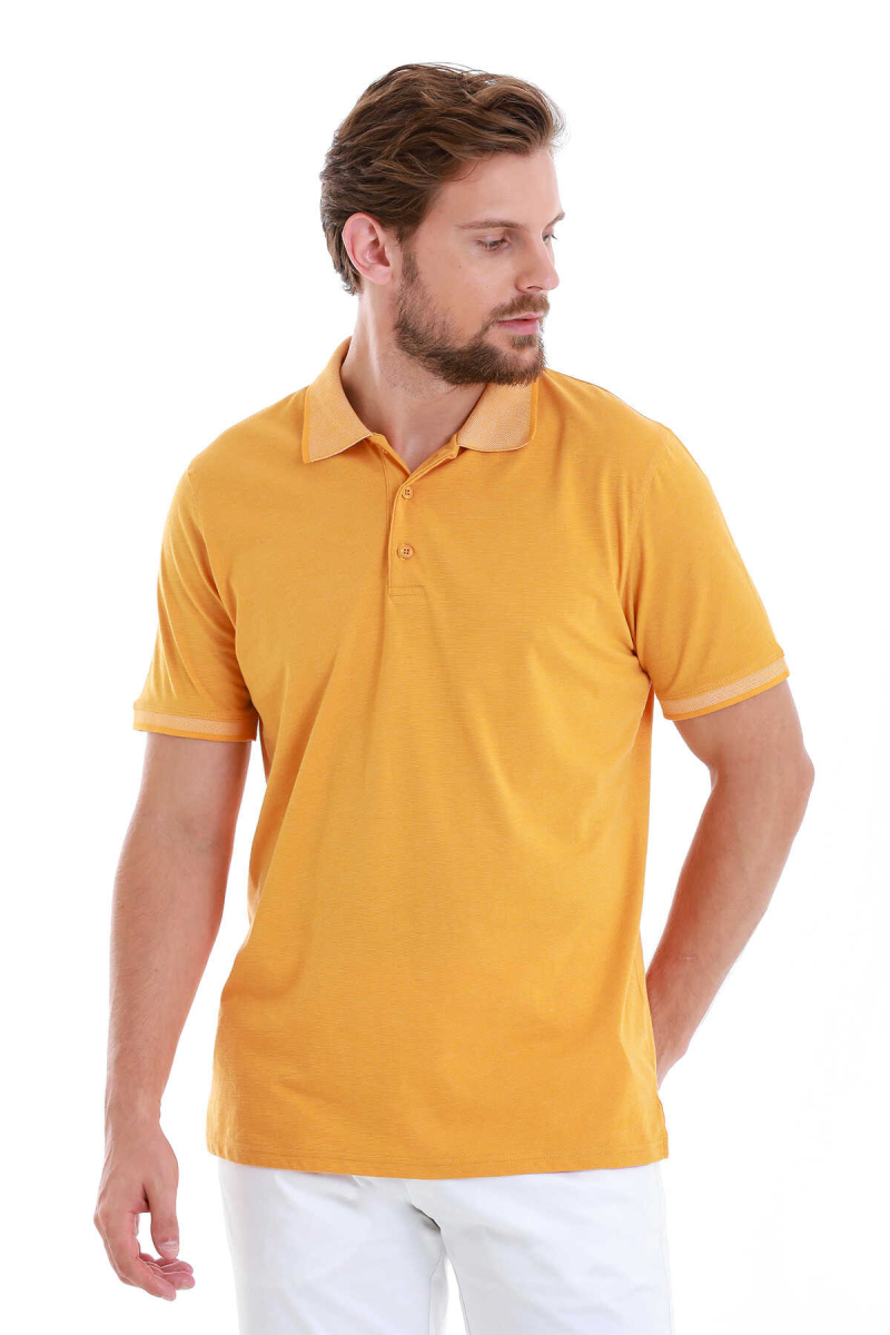 Sarı Regular Fit Polo Yaka Pamuklu Tişört - Hatemoğlu (1)