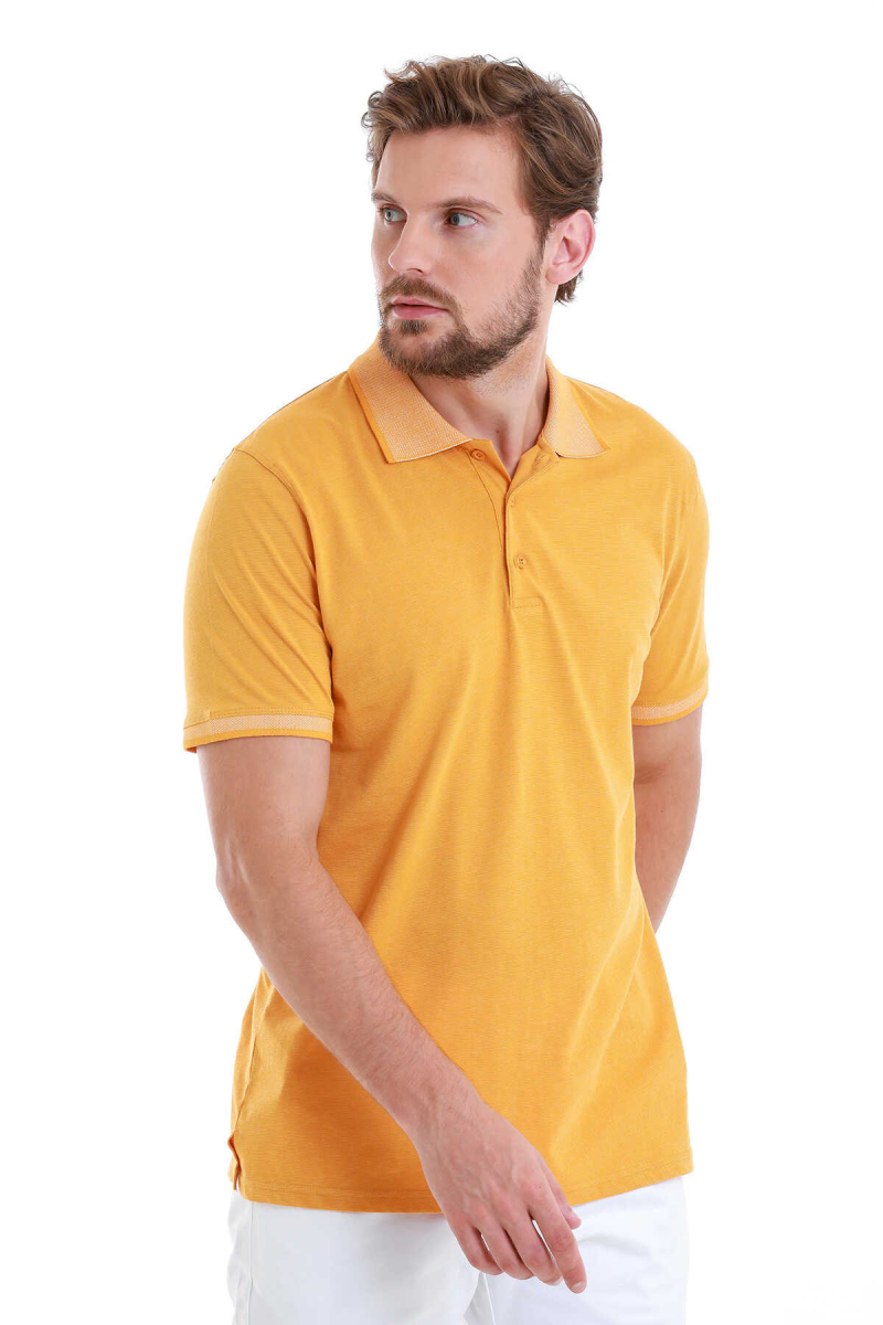 Sarı Regular Fit Polo Yaka Pamuklu Tişört - Hatemoğlu (1)