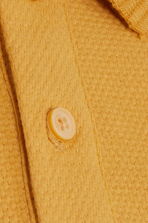 Sarı Regular Fit Petek Desenli Pamuklu Polo Yaka Tişört - Thumbnail