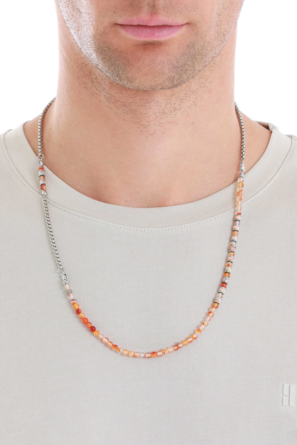 Hatemoğlu Doğal Taşlı Çelik Erkek Kolye - 1