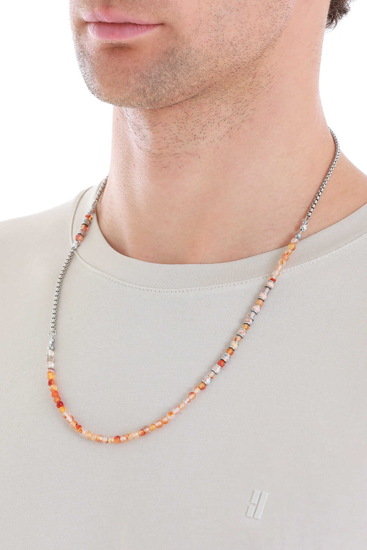 Hatemoğlu Doğal Taşlı Çelik Erkek Kolye - 3