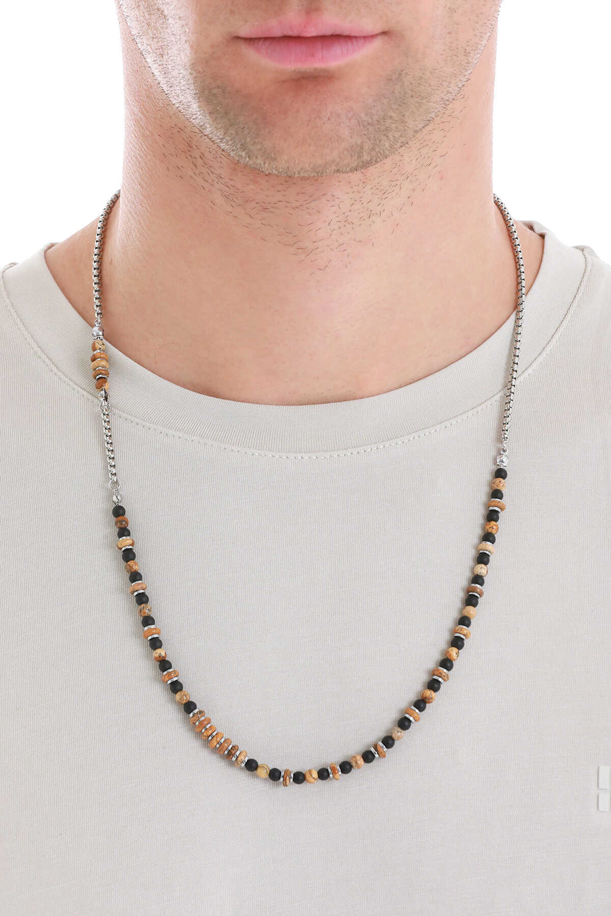 Hatemoğlu Doğal Taşlı Çelik Erkek Kolye - 1