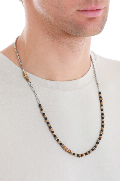 Hatemoğlu Doğal Taşlı Çelik Erkek Kolye - 3