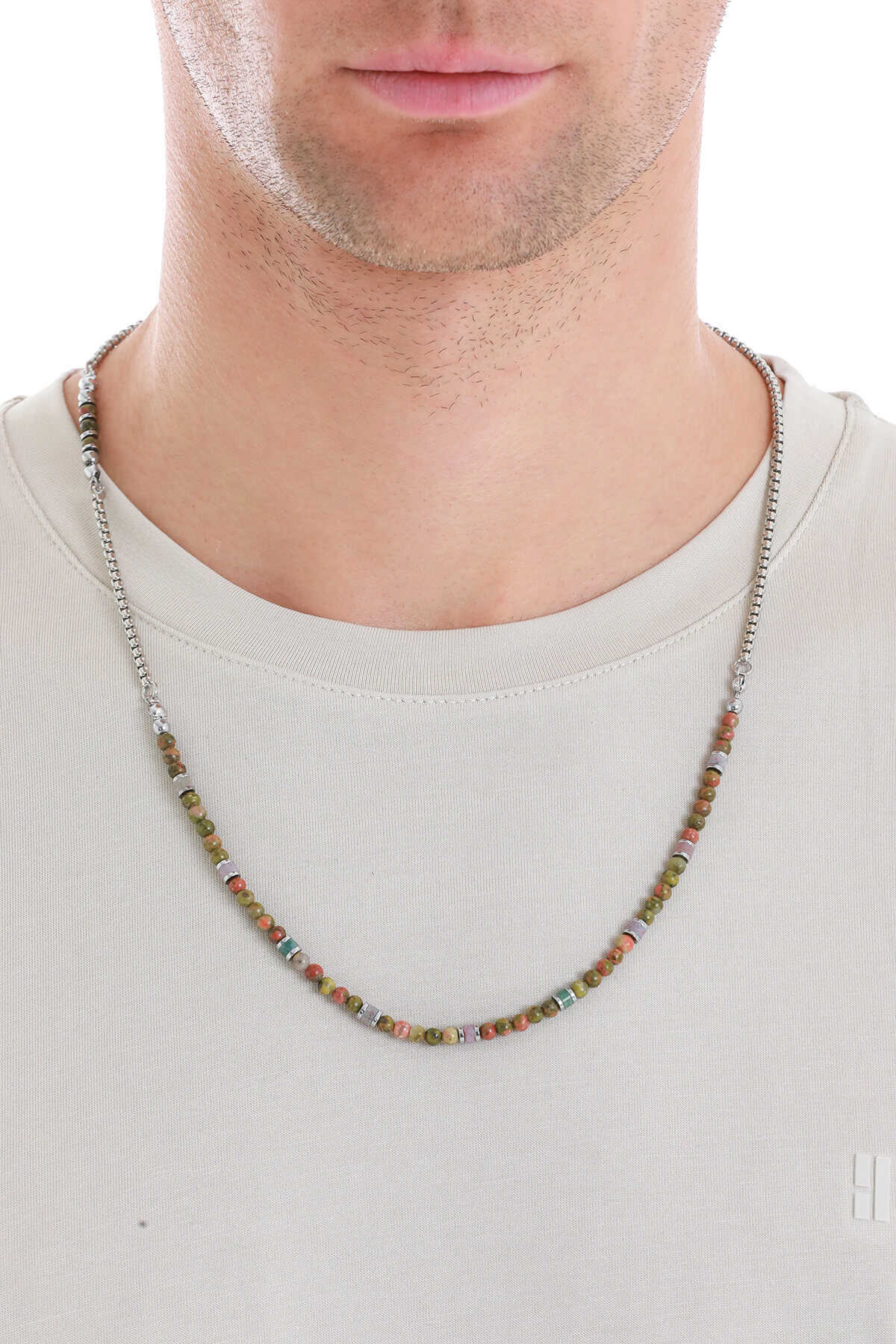 Hatemoğlu Doğal Taşlı Çelik Erkek Kolye - 1