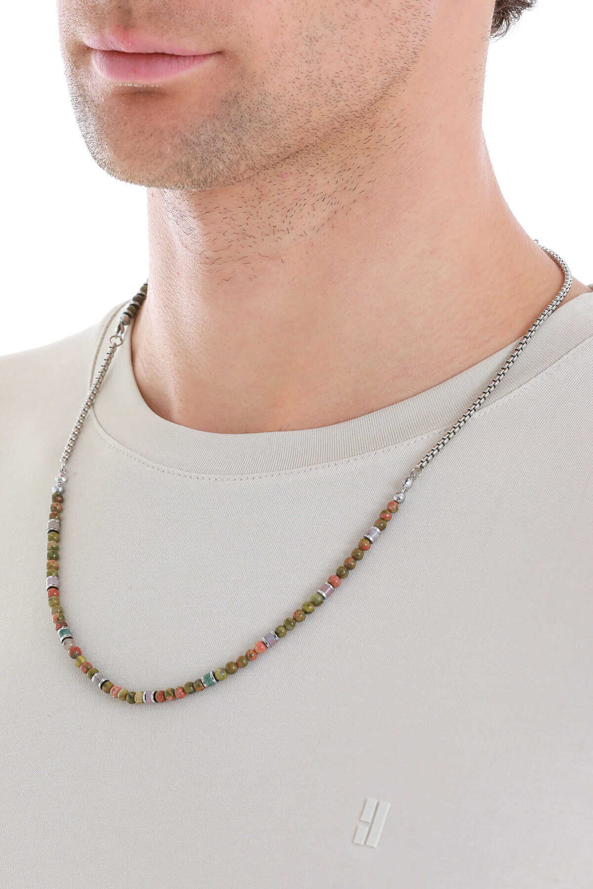 Hatemoğlu Doğal Taşlı Çelik Erkek Kolye - 3