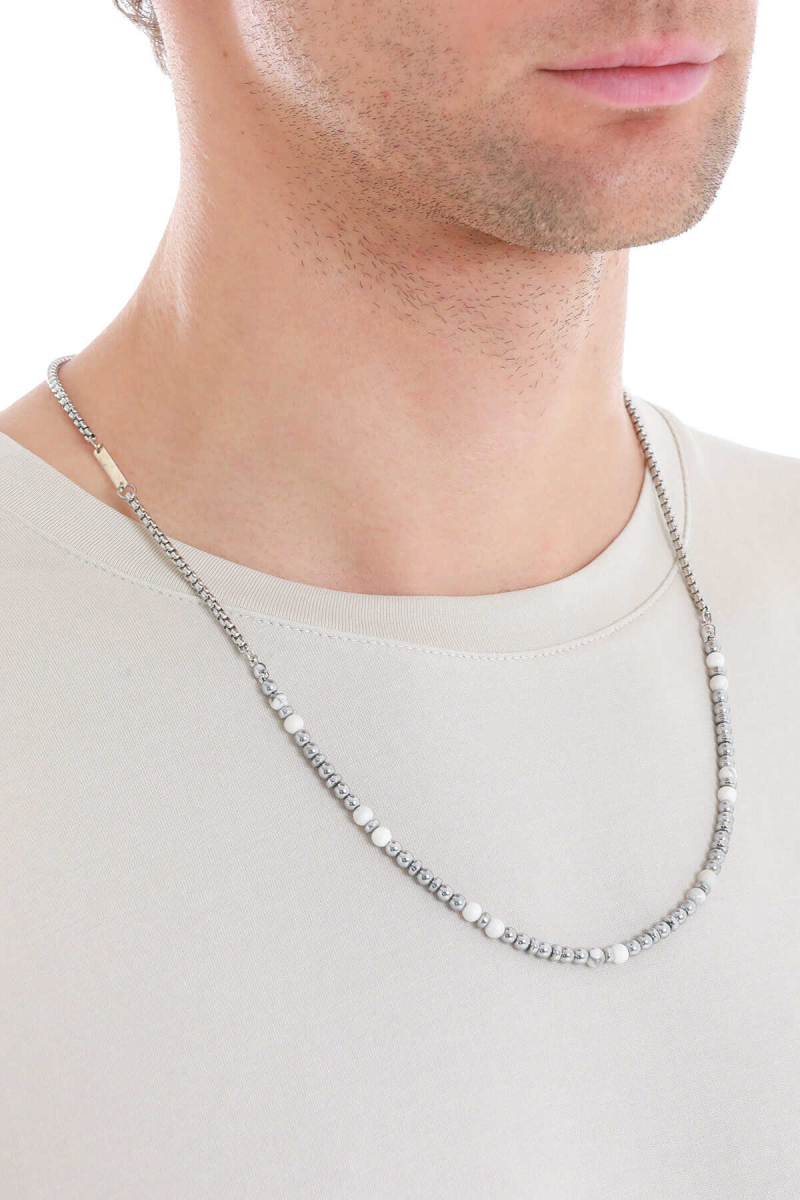 Doğal Taşlı Çelik Erkek Kolye - Hatem Saykı (1)