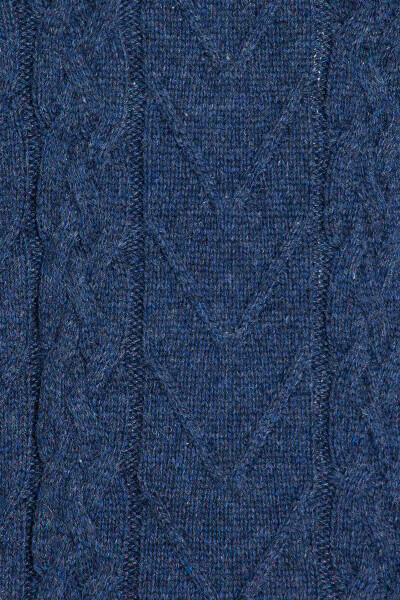 indigo Balıkçı Yaka Desenli Yünlü Triko Kazak - 3