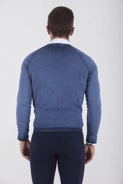 indigo Bisiklet Yaka Pamuk Triko Kazak - 6