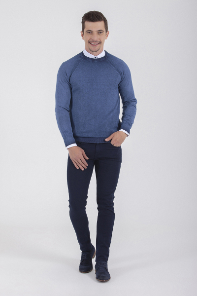 indigo Bisiklet Yaka Pamuk Triko Kazak - 5