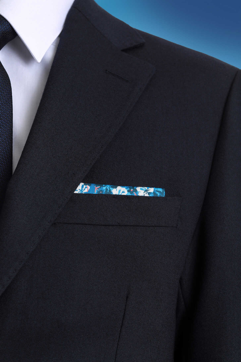 Indigo Desenli Klasik Saten Cep Mendili - Hatem Saykı (1)