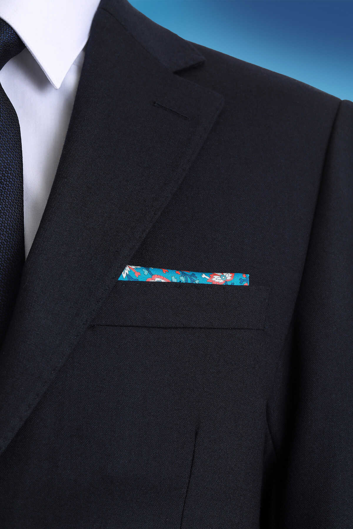 Indigo Klasik Saten Cep Mendili - 3