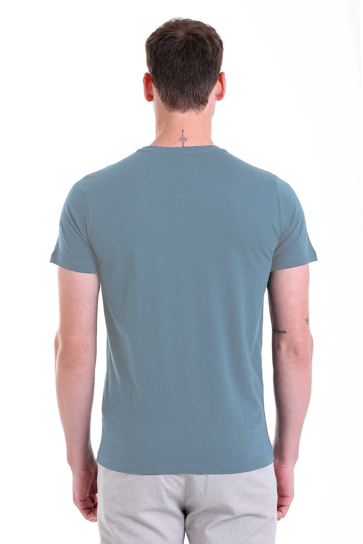 Mavi Regular Fit Düz 100% Pamuklu V Yaka Tişört - 7