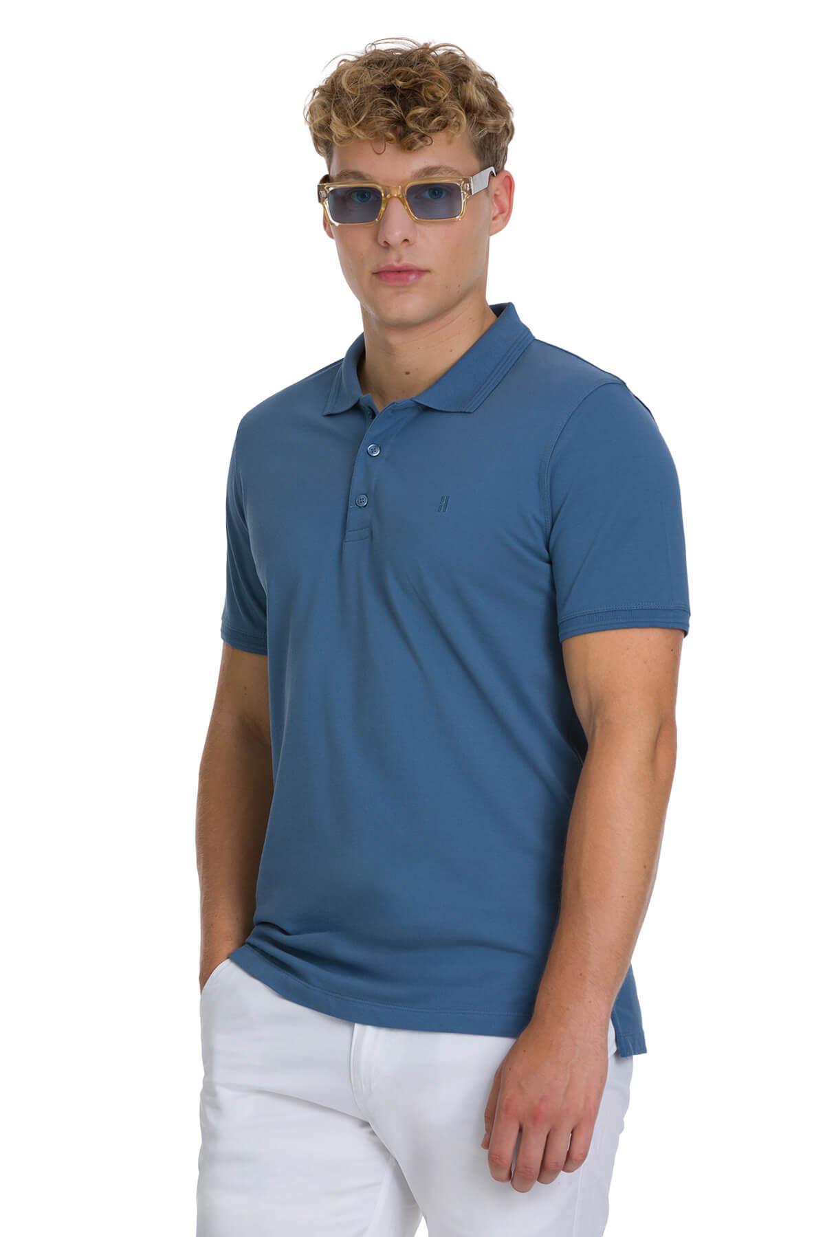 indigo Regular Fit 100% Pamuk Kıvrılmaz Polo Yaka Tişört - 1