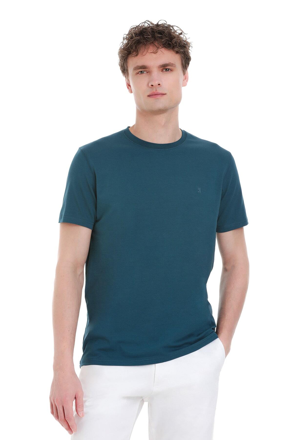 Mavi Regular Fit Bisiklet Yaka Pamuklu Tişört - 1