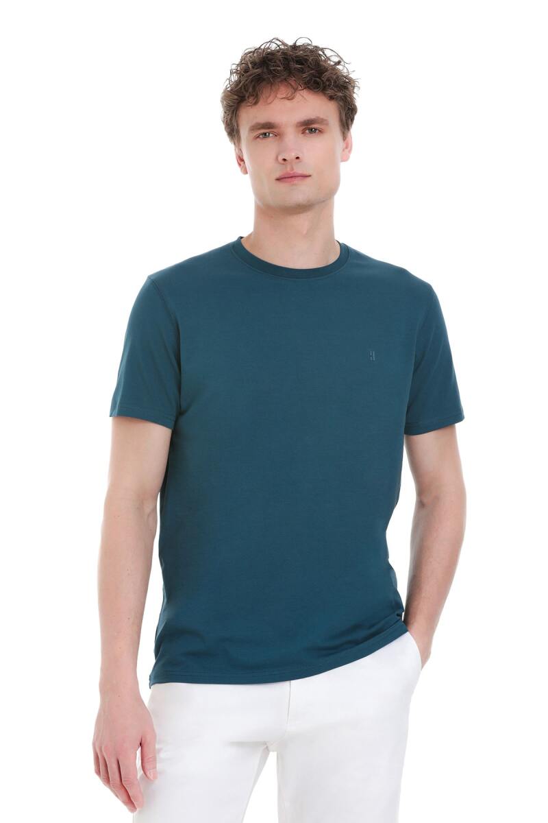 Mavi Regular Fit Bisiklet Yaka Pamuklu Tişört - HTML