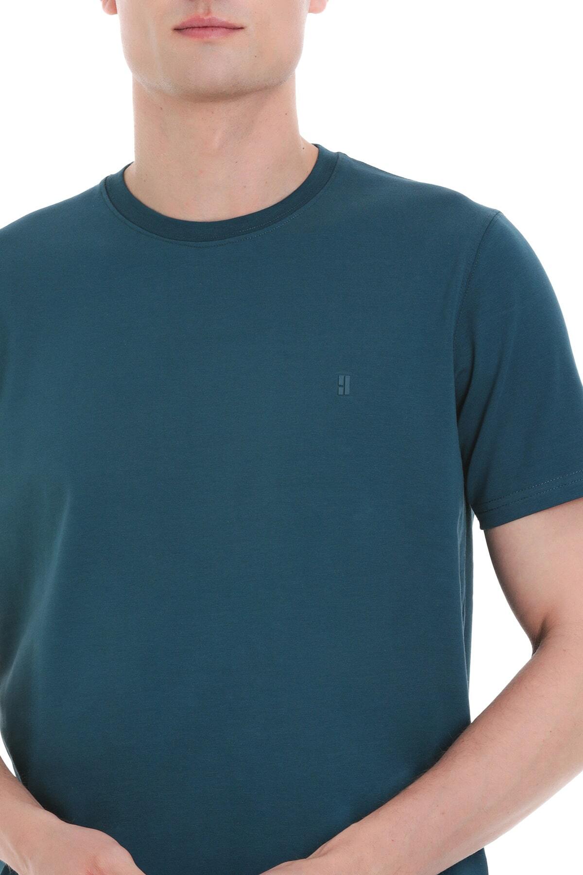 Mavi Regular Fit Bisiklet Yaka Pamuklu Tişört - 4