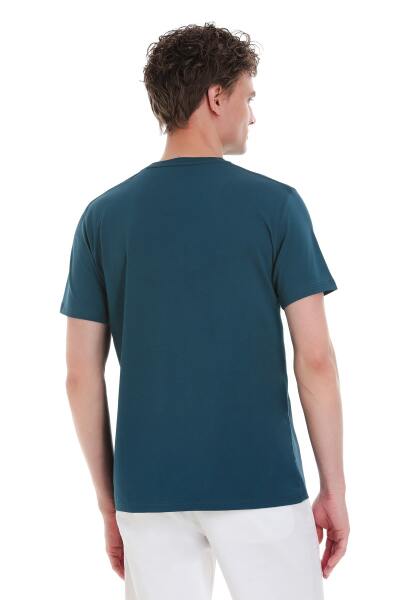 Mavi Regular Fit Bisiklet Yaka Pamuklu Tişört - 5