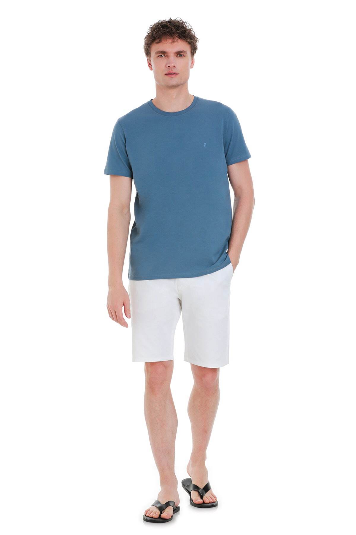 İndigo Regular Fit Bisiklet Yaka Pamuklu Tişört - 2