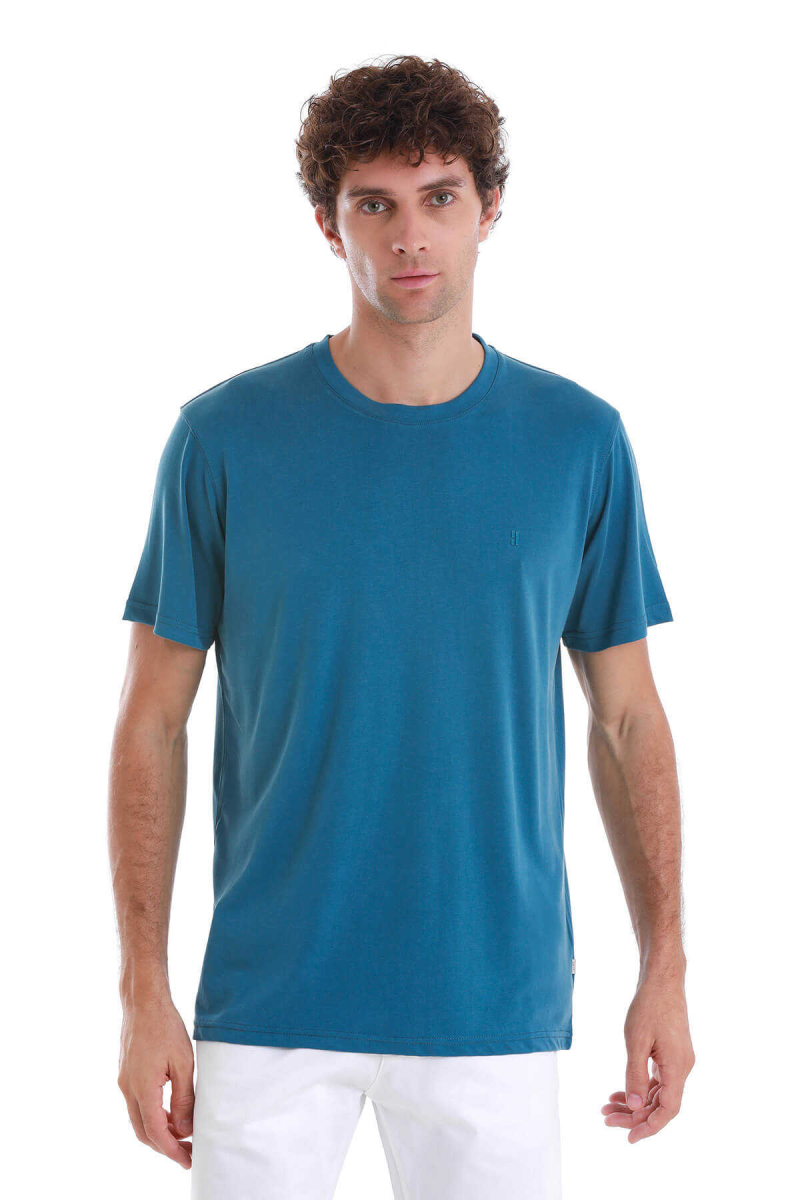 Mavi Regular Fit Bisiklet Yaka Tişört - Hatem Saykı