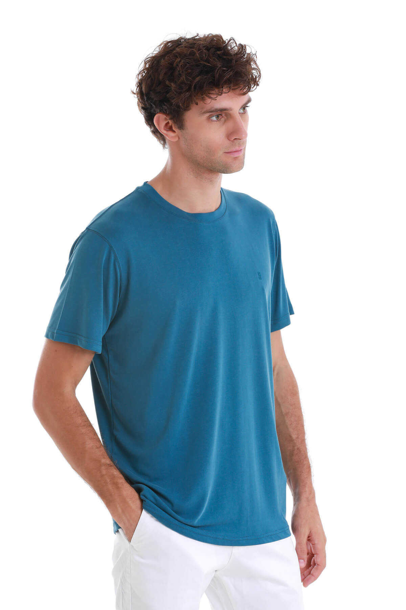 Mavi Regular Fit Bisiklet Yaka Tişört - Hatem Saykı (1)