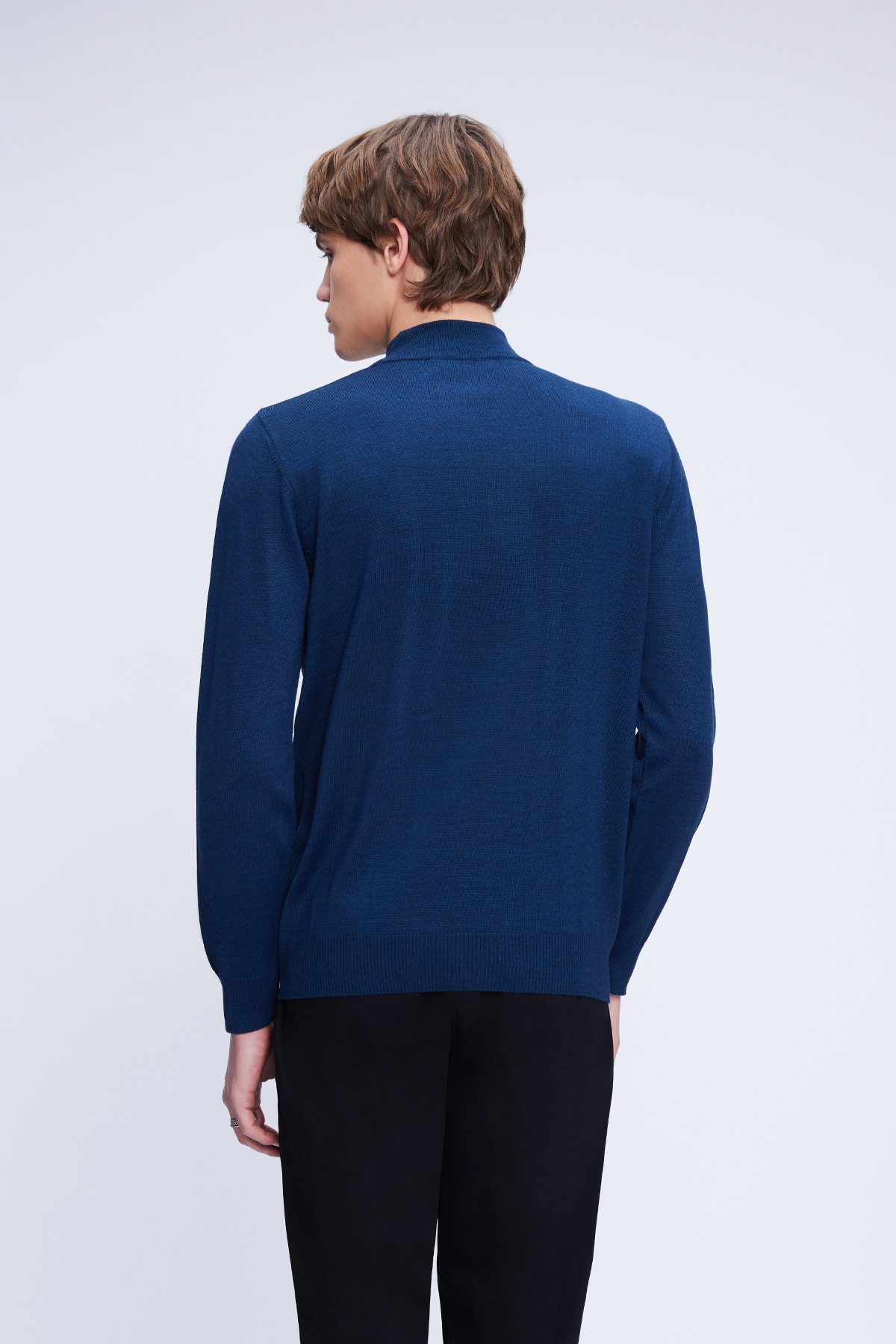 Mavi Regular Fit Düz Yarım Balıkçı Yaka Yünlü Triko Kazak - 5