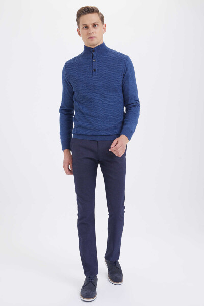 indigo Balıkçı Yaka Triko Kazak - 2