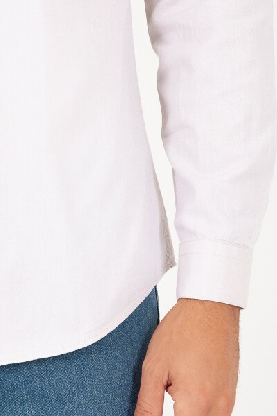 Bej Slim Fit 100% Pamuk Uzun Kol Spor Gömlek - 5