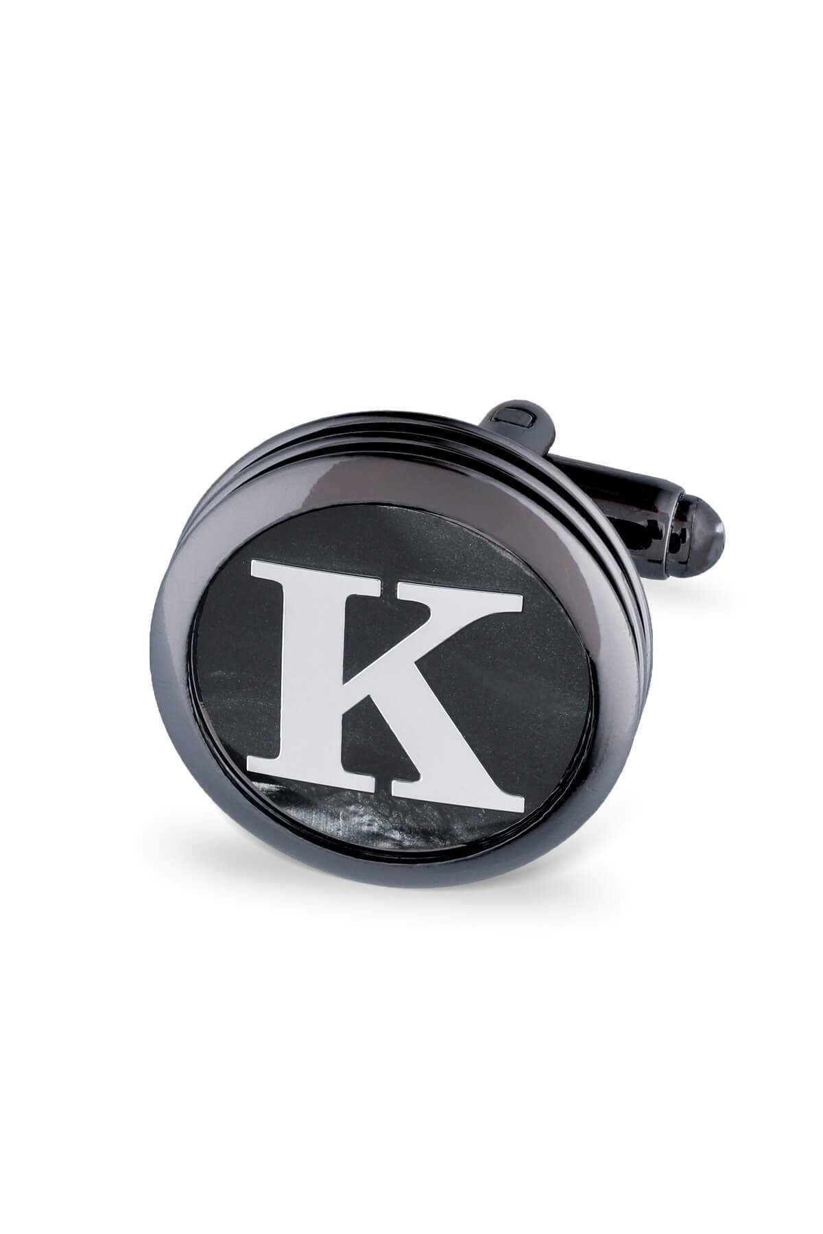 K Harfli Yuvarlak Tekli Kol Düğmesi - 1