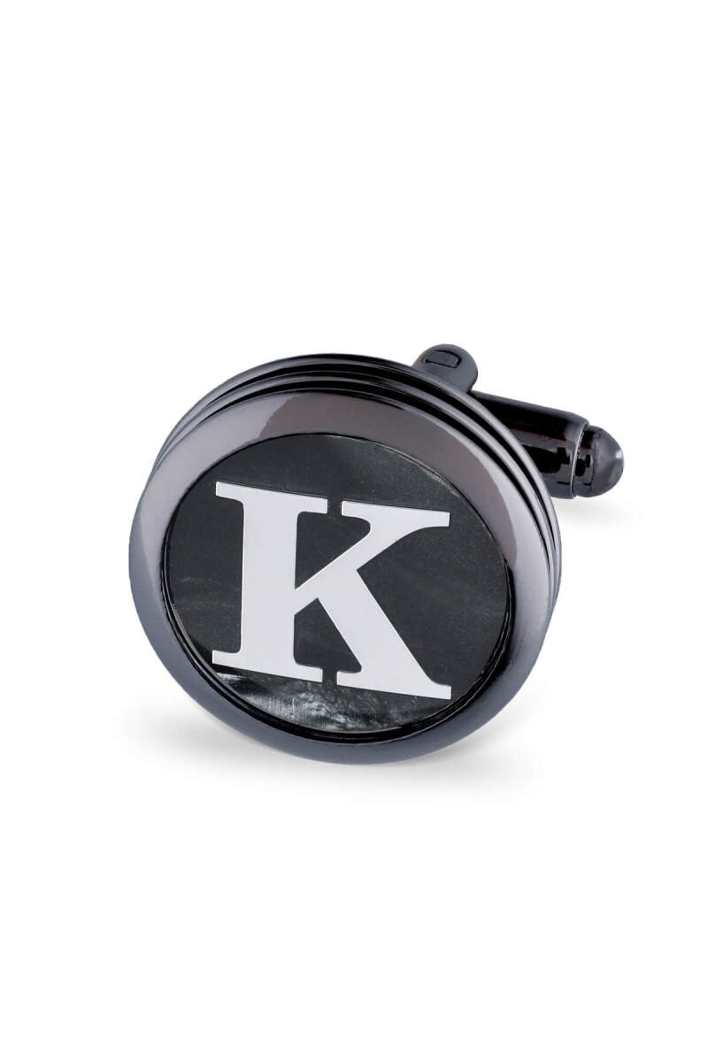 K Harfli Yuvarlak Tekli Kol Düğmesi - HATEMOĞLU