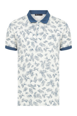 Mavi Baskılı Polo Yaka Tişört - 13