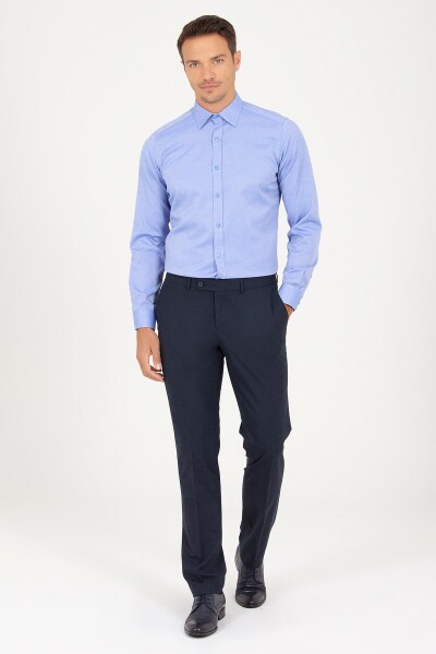 Mavi Slim Fit Desenli Pamuklu Uzun Kol Spor Gömlek - 2