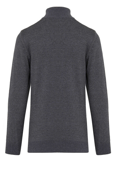 Kahve Desenli Balıkçı Yaka Antrasit Kazak - 2