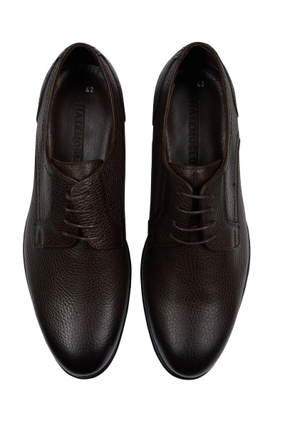 Kahverengi Deri Bağcıklı Analin Ayakkabı - 4