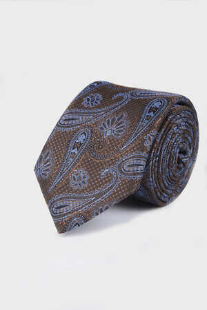 Kahverengi Çizgi Desenli Kravat - 2