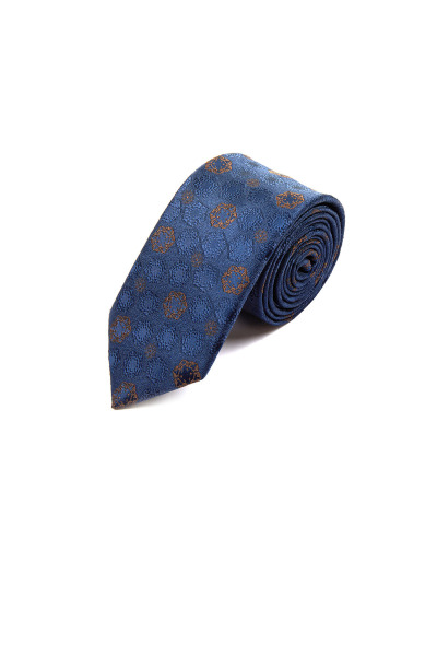 Kahverengi Desenli Klasik Micro Kravat - 2