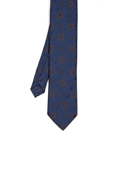 Kahverengi Desenli Klasik Micro Kravat - 6
