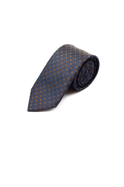 Kahverengi Desenli Klasik Micro Kravat - 2