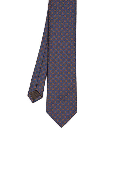 Kahverengi Desenli Klasik Micro Kravat - 4