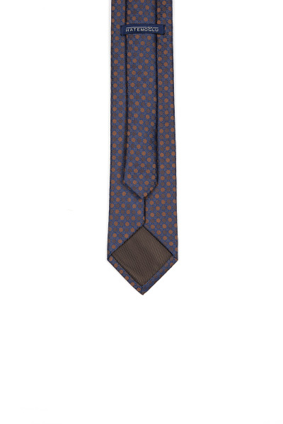 Kahverengi Desenli Klasik Micro Kravat - 6