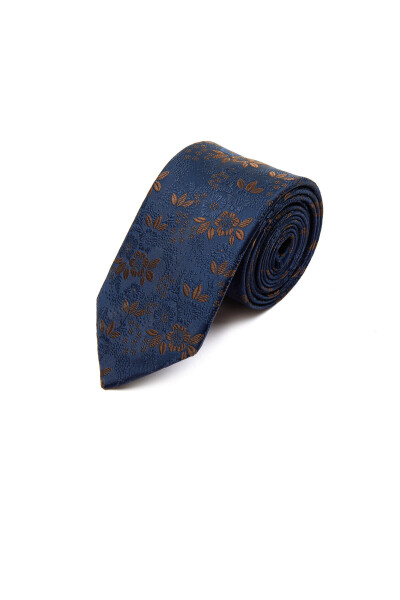 Kahverengi Desenli Klasik Micro Kravat - 2