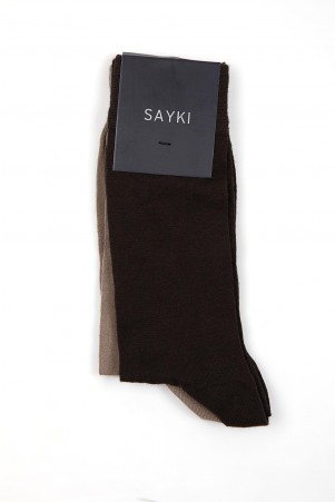 Kahverengi İkili Soket Çorap - Thumbnail