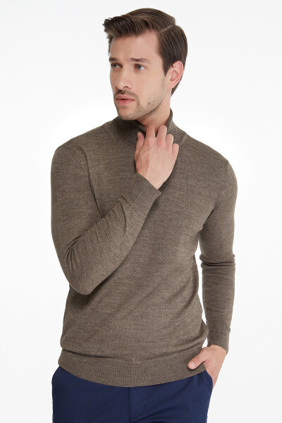 Camel Regular Fit Balıkçı Yaka Triko Yün Kazak - 10