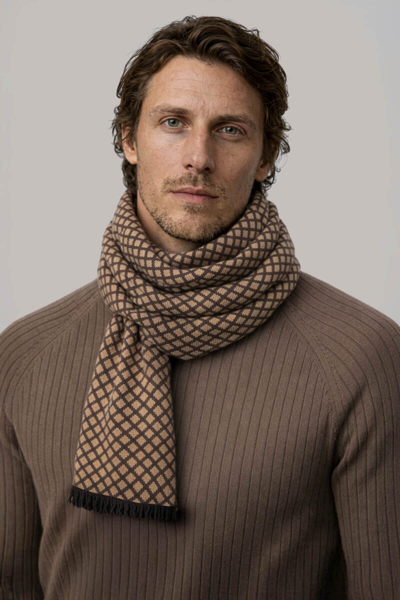 Kahverengi - Camel Desenli Atkı - Hatemoğlu (1)