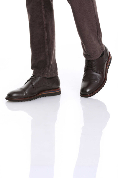 Kahverengi Casual Bağcıklı Deri Ayakkabı - 3