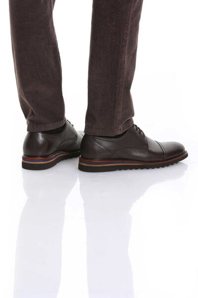 Kahverengi Casual Bağcıklı Deri Ayakkabı - 5