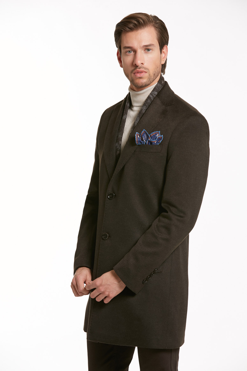 Kahverengi Regular Fit Mono Yaka Palto - Hatemoğlu (1)